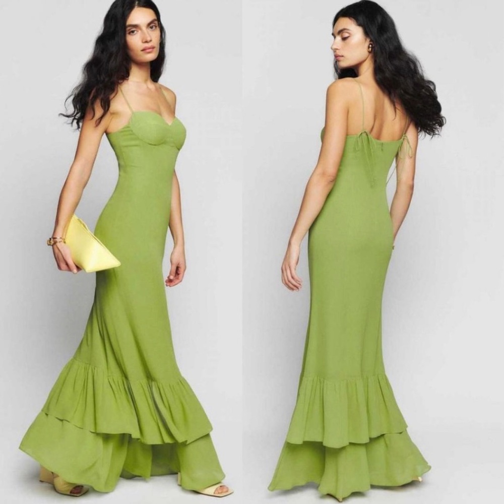 Reformation Fallon Dress In Avocado - Picture 2 of 2